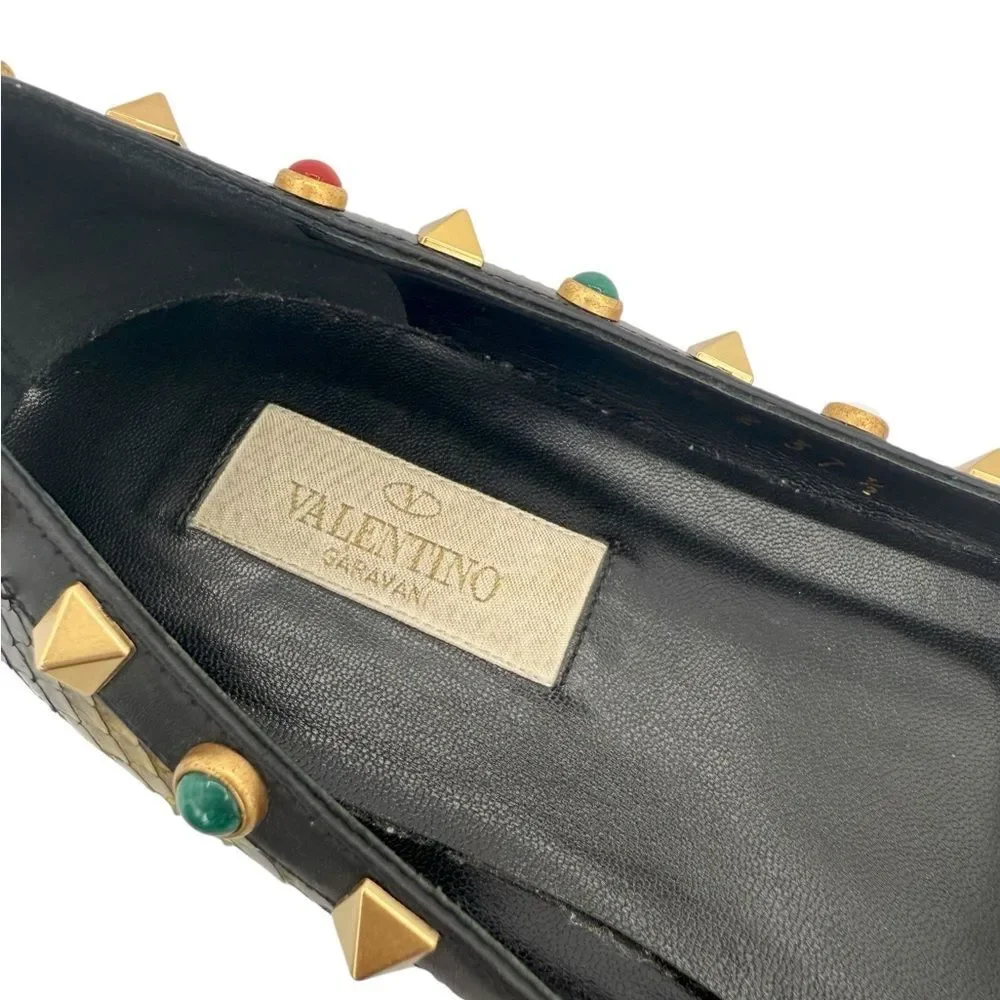 VALENTINO Garavani Rockstud Snakeskin Ballet Flats Size IT37.5 - Picture 7 of 11